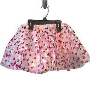 Girls Tulle Butterfly Dress Up Tutu Pink white and silver XS/S
